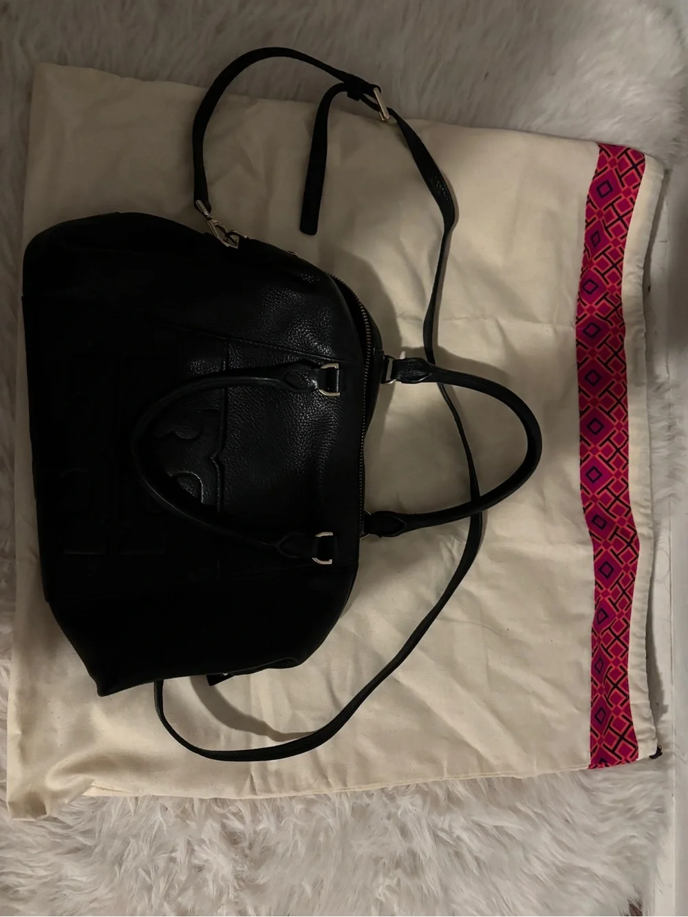 Tory Burch Black Leather Crossbody Satchel